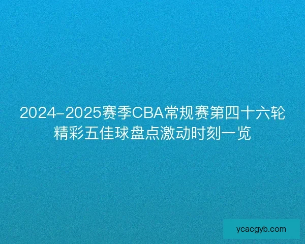 2024-2025赛季CBA常规赛第四十六轮精彩五佳球盘点激动时刻一览