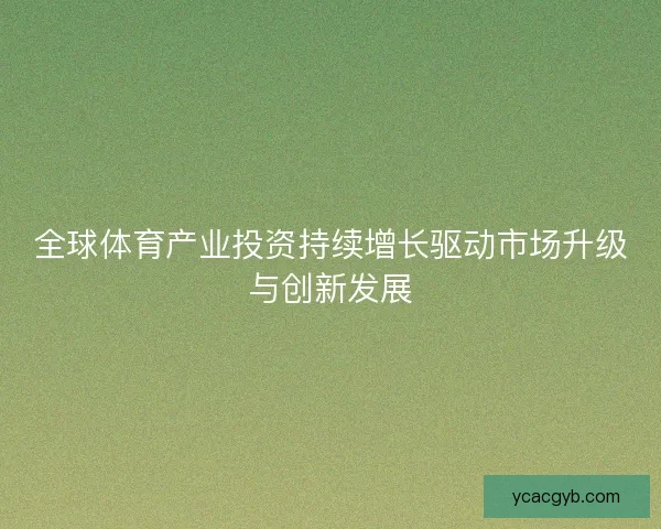 全球体育产业投资持续增长驱动市场升级与创新发展