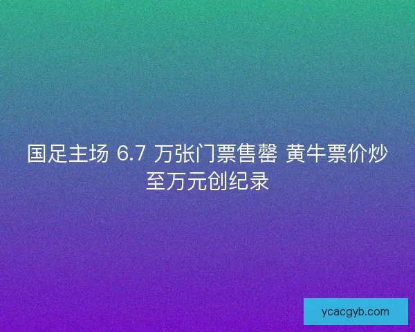 国足主场 6.7 万张门票售罄 黄牛票价炒至万元创纪录
